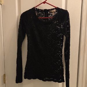 Forever 21 Black Lace Long Sleeve Top